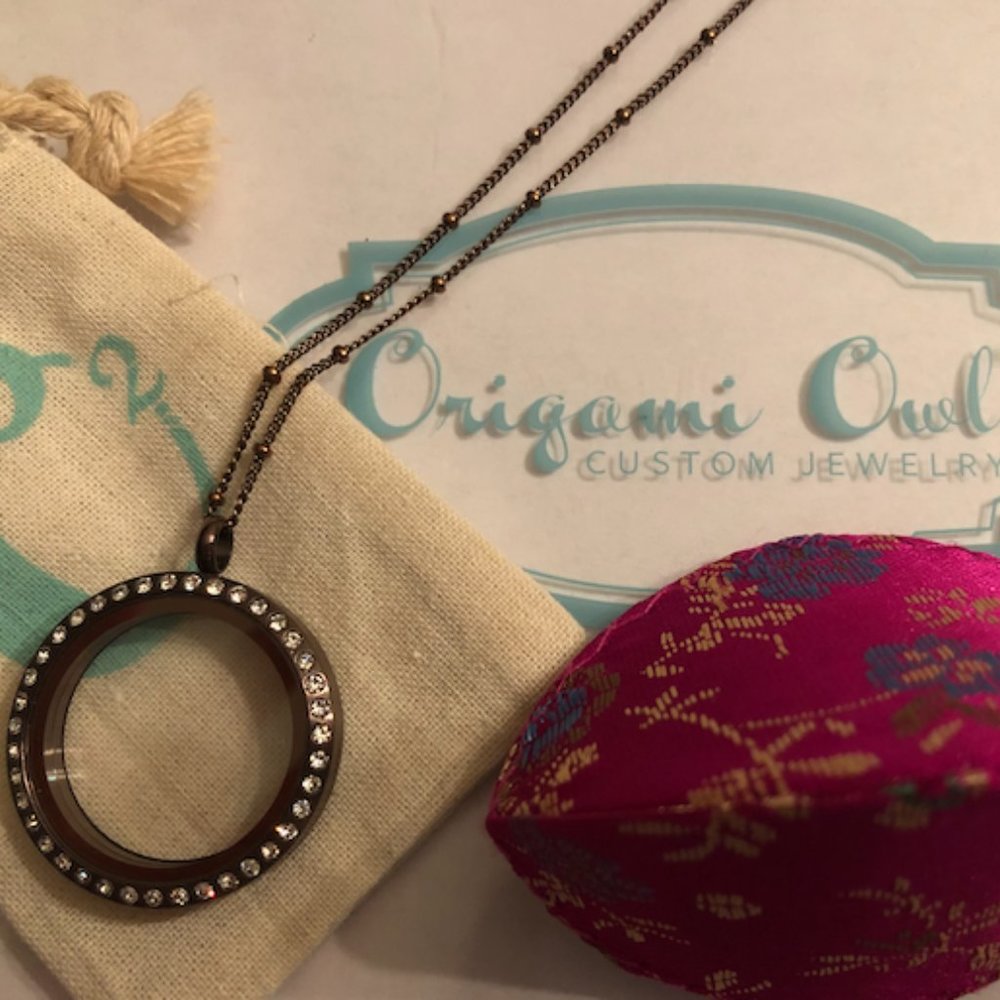 Origami Owl Large Chocolate Locket + Chain